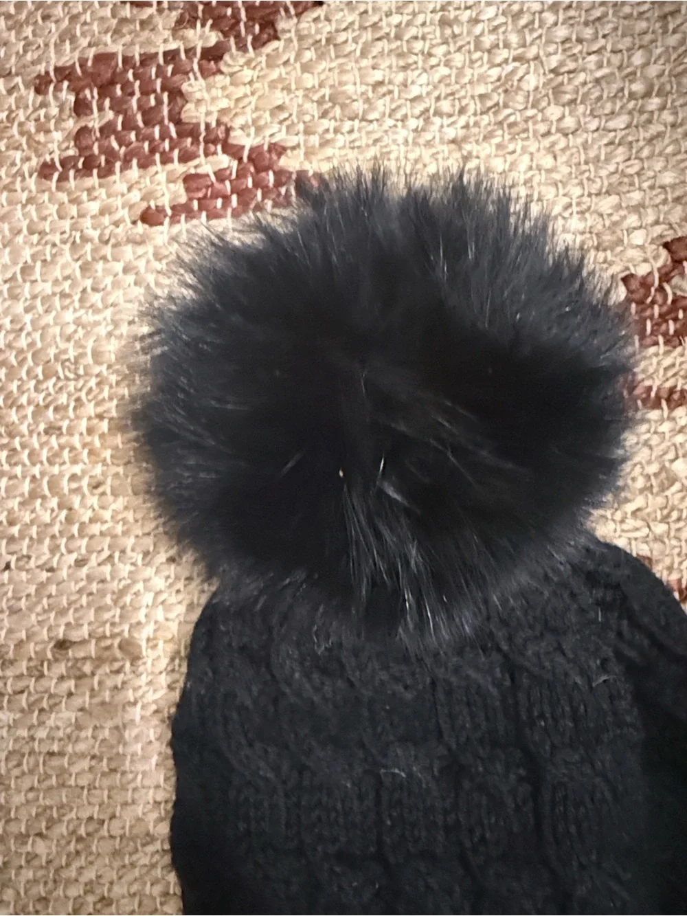 AUTHENTIC! Moncler Black Grenoble Berretto Cable-Knit Pom Beanie